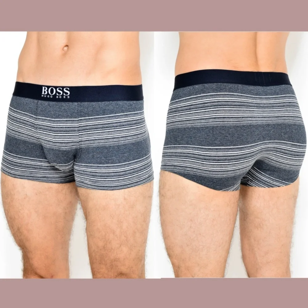NEW $37 Hugo Boss [ Small ] Striped Underwear Boxer Brief in‎ Grey/Blue